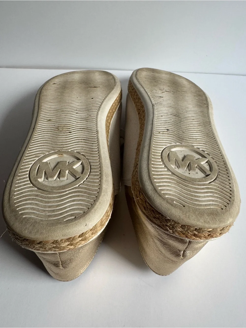 Michael Kors Cream and Gold Lace-Up Sneakers